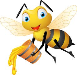 Bee with honey bucket