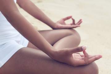 Close up Woman Doing Yoga Pose