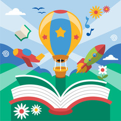 Vector flat open book