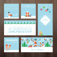 Flat design Christmas and New Year greeting card concept