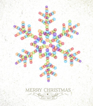 Merry Christmas watercolor snowflake illustration