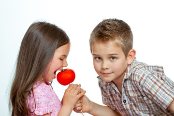 Beautiful little childl with vegetable