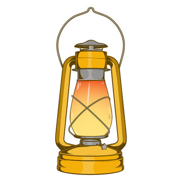 recommend clip art: Antique Brass Old Kerosene Lamp isolated on a white background.