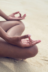 Hand Gesture of Woman Doing Lotus Yoga