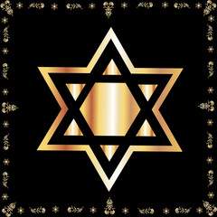 Star of David Made of Gold Over Black