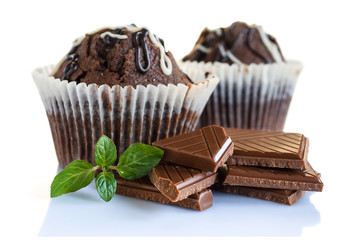 chocolate muffins close-up