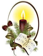 Weihnachtliches Gesteck mit Kerze