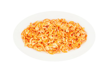 dried shrimp in isolate on white.