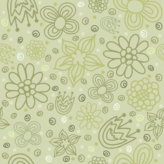 Vector green floral seamless pattern