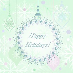 Christmas Happy Holiday greeting card template.
