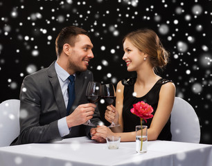 smiling couple at restaurant