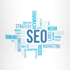 Obraz premium Seo business concept cloud chart print document.