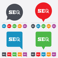 SEO sign icon. Search Engine Optimization symbol.