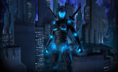 Female cyborg character