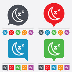 Sleep sign icon. Moon with zzz button.