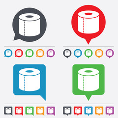 Toilet paper sign icon. WC roll symbol.