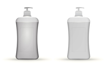 Illustration of gray dispenser pump bottles mock up