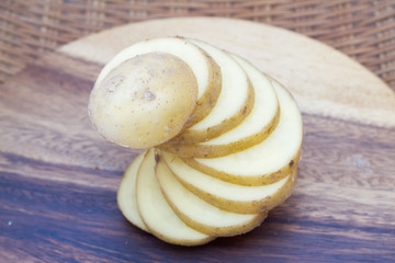 Raw potato slices.