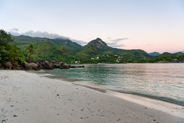 Shoreline at Beautiful Beach in Mahe Island