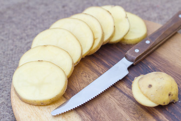 Raw potato slices.