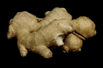Ginger isolated on the black background