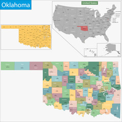 Oklahoma map - obrazy, fototapety, plakaty