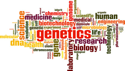 Genetics word cloud concept. Vector illustration