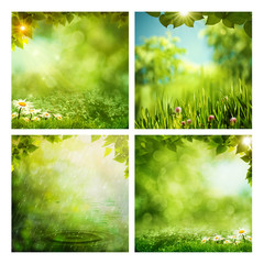 Obraz premium Set of assorted summer seasonal backgrounds for your design