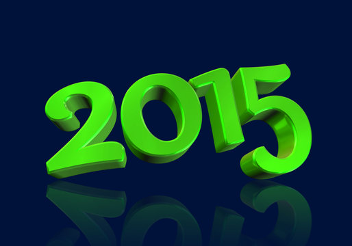 Number 2015 in 3D on blue background
