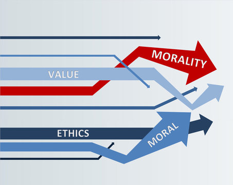 Red And Blue Long Arrows For Morality Concept