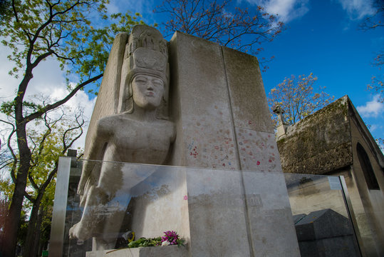 Famous writer Oscar Wilde tomb in Paris, France