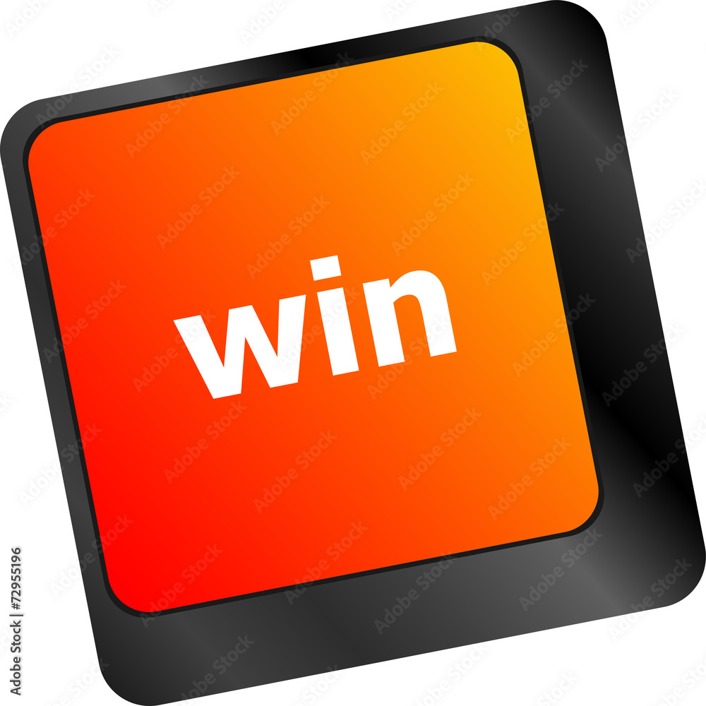 Poster win word on computer keyboard key button