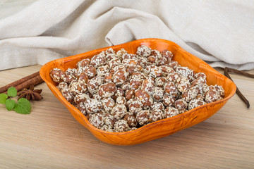 Peanut in honey with sesame seeds