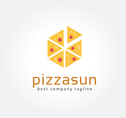 Abstract pizza vector logo icon concept. Logotype template for