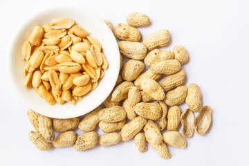 Seeds, peanuts  on a white background.