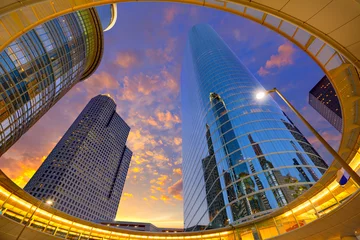 Foto op Plexiglas Houston Downtown zonsondergang wolkenkrabbers Texas © lunamarina