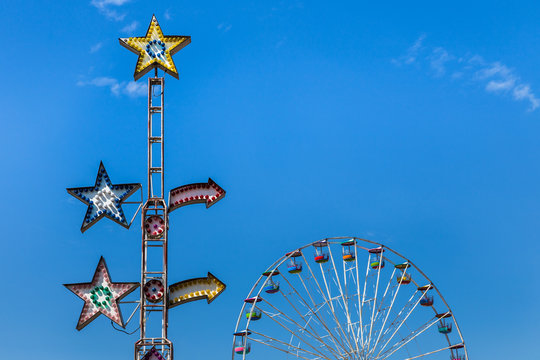 Colorful Carnival Ride Light Bulbs With Ferris Wheel