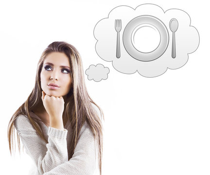 Ragazza pensierosa piatto