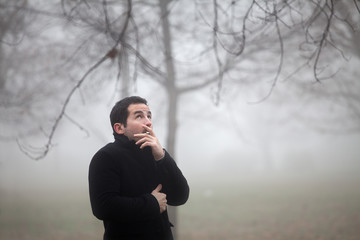 Man smoking cigarette