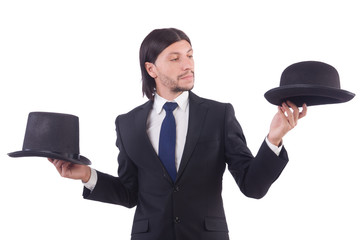 Young businessman isolated on the white background