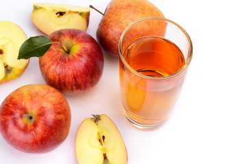 Close-up shot sliced red apple with juice view from top