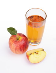 Close-up shot sliced red apple with juice view from top