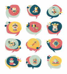 Chinese New Year bubble speech flat banner design flat backgroun