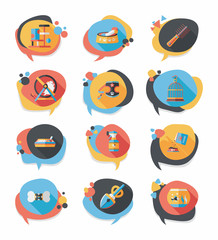 Pet bubble speech flat banner design background set, eps10