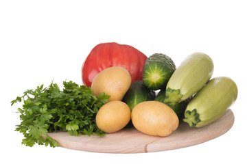 Fresh organic vegetables isolated on white