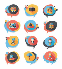 Chinese New Year bubble speech flat banner design flat backgroun