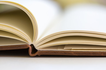 close up on open book pages