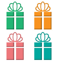 Gift boxes cutout on different backgrounds on white