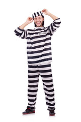 Prison inmate isolated on the white background