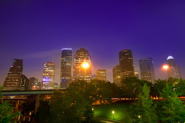 Fototapeta premium Houston skyline west view sunset Texas US